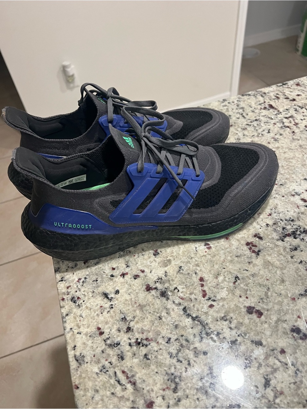 adidas Ultraboost Men's Black with Blue & Green Accents